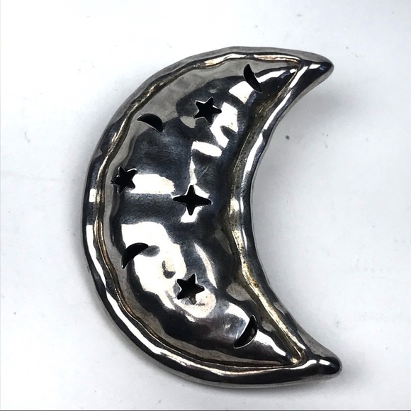 Silver Tone Celestial Stars Moon Brooch & Pendant - Picture 1 of 3